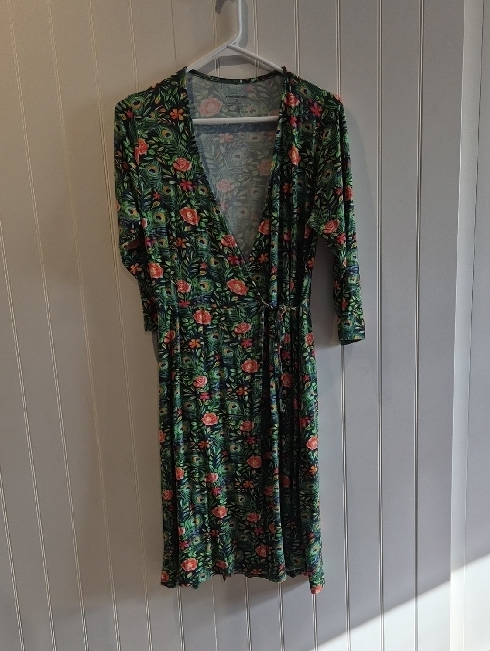 Floral Green Wrap Midi Dress - Unbranded